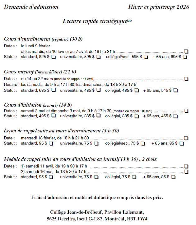 Lecture rapide Hiver-Printemps 2026